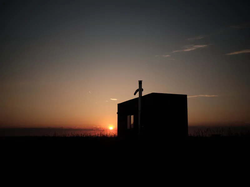 Terasa tiny house Na Louce s výhledem do přírody