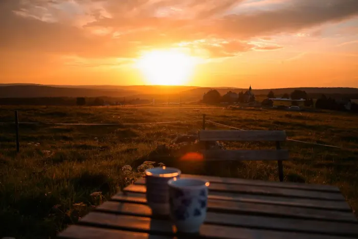 Panoramatický výhled z glamping ubytování Na Malém Háji