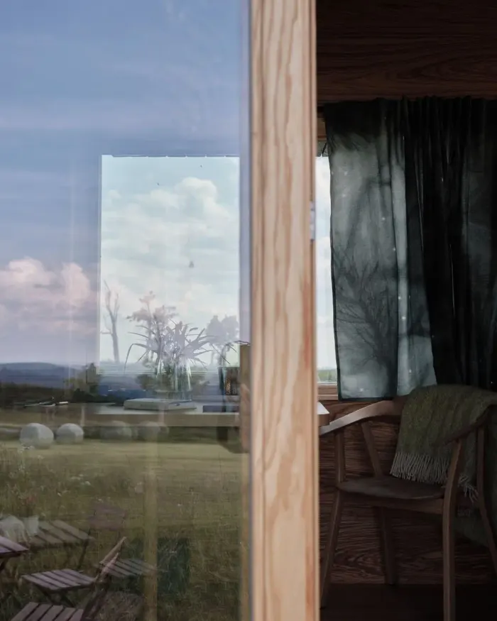 Detail kuchyňského vybavení glamping tiny house Na Malém Háji